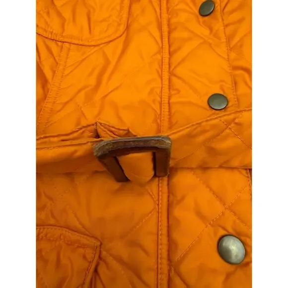 J McLaughlin Orange Quilted Jacket Belted Snap Front Medium Lightweight - Picture 12 of 14